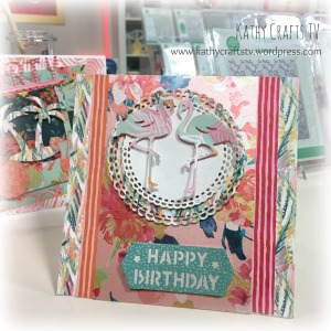 Handmade flamingo card